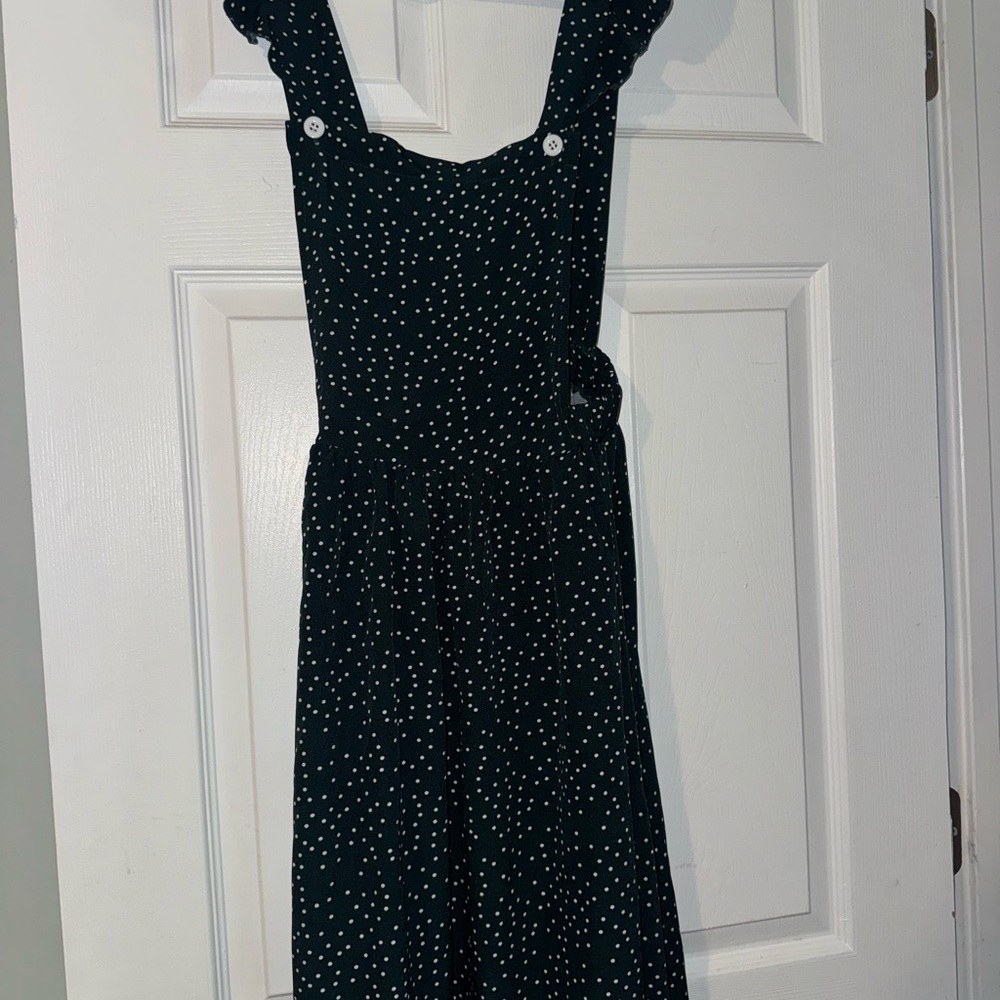 Forest Green Polka Dot Overall Dress
